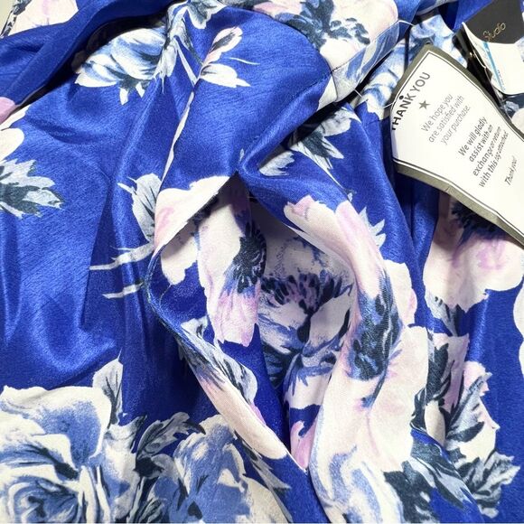 NWT City Studio Blue Floral Pocketed Formal Full Length Fit & Flare Gown 9 - Picture 12 of 12